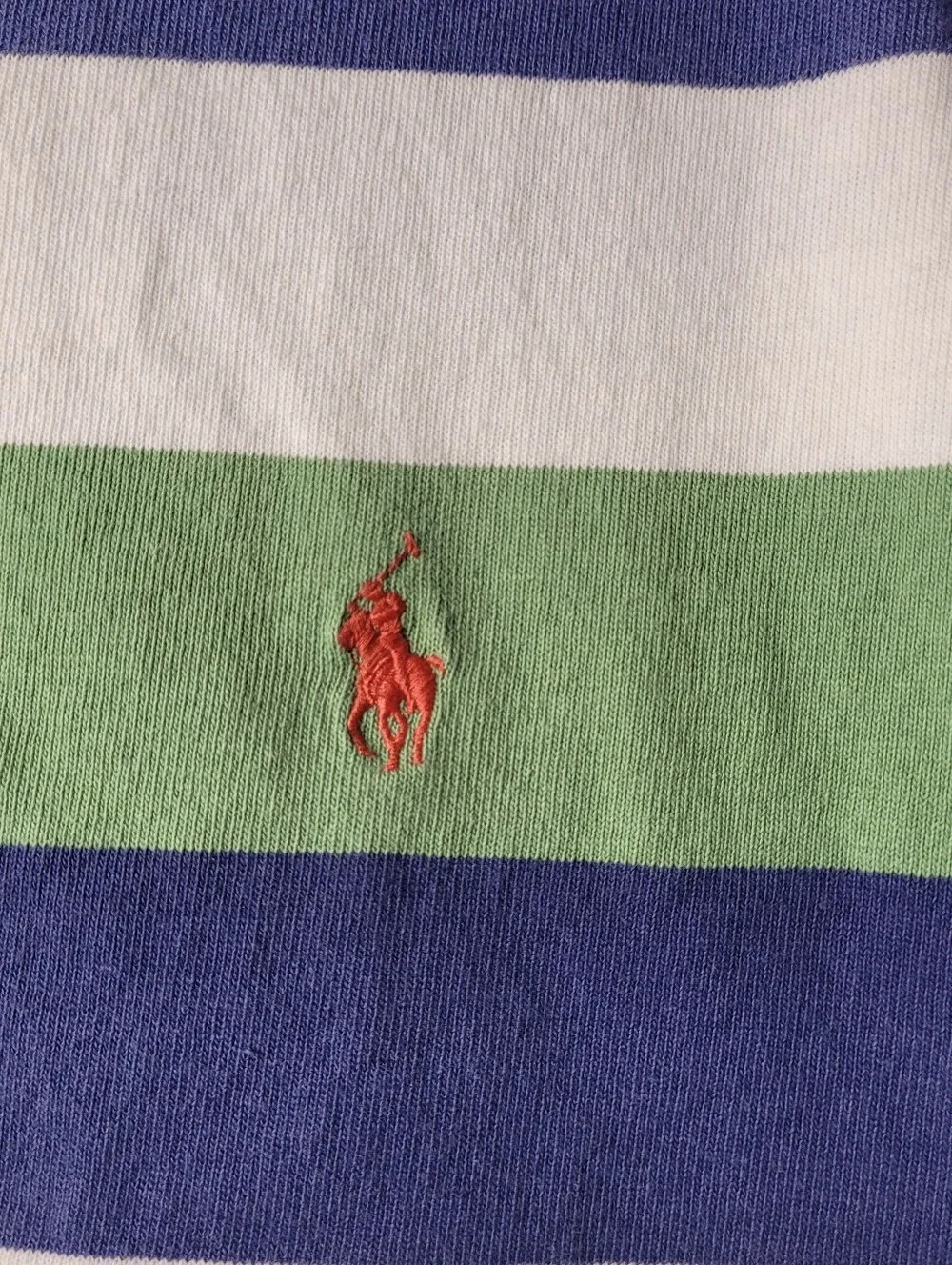 Polo Ralph Lauren Mens Striped Rugby Polo Shirt 2XB Long Sleeve Cotton Sport